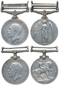 Pair, General Service Medal, George V, Silver, Iraq bar, awarded to Major Maya Singh; Brit