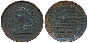 Queen Victoria, Diamond Jubilee, Bronze Medal, obv. veiled head to left within wreath, rev