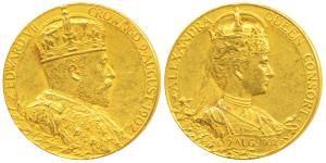 Edward VII Coronation, Gold Medal, 17.27g, 9th August 1902, obv. crowned bust of Edward VI