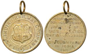 East Indian Railway Companu, Copper Medal, obv. logo of the railway company, rev. For serv