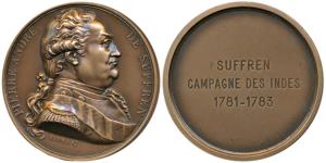Indo French, Pierre Suffren, Bronze Medal commemorating his campaigns in India. obv. Portr