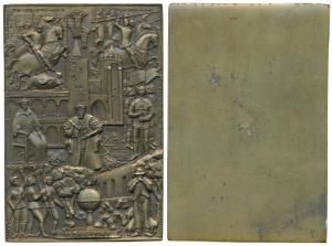 Vasco Da Gama, Bronze Medallion, obv. Vasco da Gama in the center with various scenes from