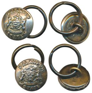 Palanpur, Coat Buttons (2), white metal, coat of arms of the state. Very Fine, Rare. (2)