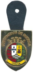 Indo Portuguese, Prisoner of war badge, Copper and enamel with strap to wear, Second World