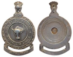 Indian Air Force, Silver Cap Badge, No. 12 Squadron, a Yak in center (the squadron’s call 