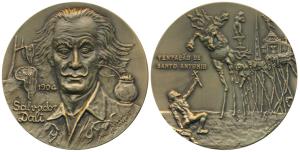 Salvador Dali, Bronze Medallion, 200g, obv. portrait of Dali with date 1904, rev. his famo