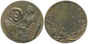 Reubens, Bronze Medallion,220g, obv. portrait of Reubens, rev. his famous painting The Fou