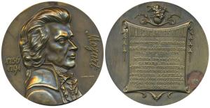 Wolfgang Amadeus Mozart (1756-91), Austrian Composer, Bronze Medallion, obv. portrait with