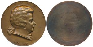 Wolfgang Amadeus Mozart (1756-1791), Austrian Composer, Bronze Medallion, obv. Portrait an
