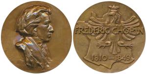 Frederic Chopin (1810-49), Polish Composer and Pianist, Bronze Medallion, obv. portrait, r