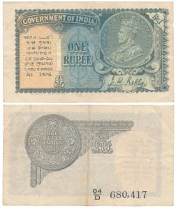 George V, Rupee 1, 2nd issue, 1935, signed J. W. Kelly, Prefix D (J&R 3.2.1D). Very Fine+,