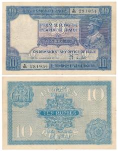 George V, Rupees 10, 2nd issue, 1926, signed J. B. Taylor, (J&R 3.7.2). About Extremely Fi
