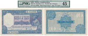 George V, Rupees 10, 2nd issue, 1926, signed J. B. Taylor, (J&R 3.7.2). Graded by PMG Choi