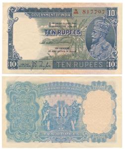 George V, Rupees 10, 3rd issue, 1933, signed J. B. Taylor, thick paper variety, (J&R 3.8.1