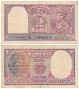 George VI, Rupees 2, 1943, signed C. D. Deshmukh, Prefix G (J&R 4.2.2). Very Fine.