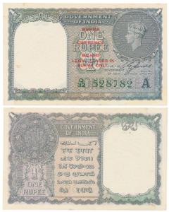 Burma, George VI, Rupee 1, 1947, signed C. E. Jones, red overprint Military Administration