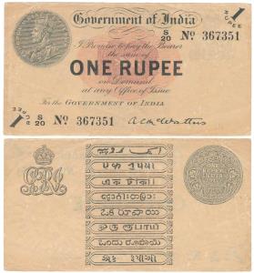 George V, Rupee 1, 1st issue, 1917, signed A. C. McWatters, open star watermark, (J&R 3.1.