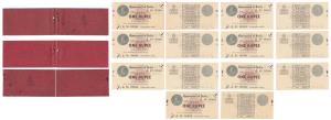 George V, Rupee 1, partial Booklet of 7 notes, 1st issue, 1917, signed A. C. McWatters, th