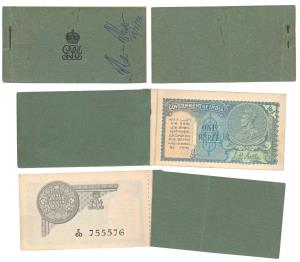 George V, Rupee 1, partial Booklet of 15 notes, 2nd issue, 1935, signed J. W. Kelly, the b