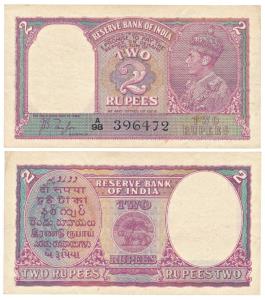 George VI, Rupees 2, 1943, signed J. B. Taylor (J&R 4.2.1). Extremely Fine.