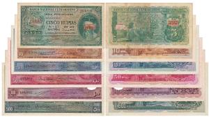 Indo-Portuguese, a complete set of 6 notes, 5, 10, 20, 50, 100 and 500 Rupias, 1945, Banco