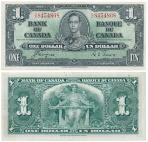Canada, George VI, One Dollar, 1937 issue (Pick 58). Extremely Fine.