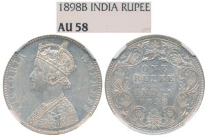 Victoria Empress, Silver Rupee, 1898, Bombay Mint, C2 / I / B incuse, (Prid 184). Graded b