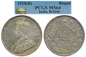 George V, Silver Rupee, 1920, Bombay Mint, (Prid 226). Graded by PCGS MS64.