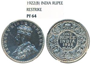 George V, Silver Proof Restrike Rupee, 1922, Bombay Mint, (Prid 228). Proof Restrike Grade