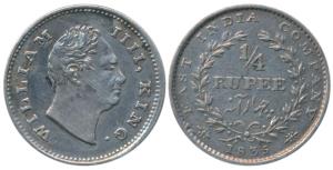 William IV, Silver ¼ Rupee, 1835, Bombay Mint, No initials, Wreath with 20 Berries (10L+10