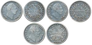 William IV, Silver ¼ Rupee, 1835, Calcutta Mint, Dug out F incuse, Wreath with 18 Berries 
