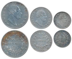 William IV, Silver Rupee, 1835, Calcutta Mint, F incuse, No dot after F, A / II, Two Leave