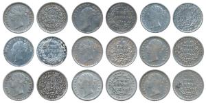 Victoria Queen, Silver 2 Annas, 1841, continuous legend, Calcutta Mint, English Head, Cres