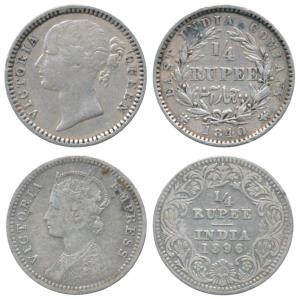 Victoria Queen & Empress, Silver ¼ Rupee, 1840, divided Legend, Madras Mint, WWS raised, 1
