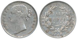 Victoria Queen, Silver ½ Rupee, 1840, divided legend, Calcutta / Bombay Mint, WW incuse, 2