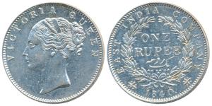 Victoria Queen, Silver Rupee, 1840, continuous legend, Bombay Mint, English Head, rev. I, 