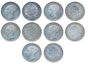 Victoria Queen, Silver Rupee, 1840, continuous legend, Bombay Mint, English Head, rev. I, 