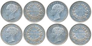 Victoria Queen, Silver Rupee, 1840, continuous legend, Bombay Mint, English Head, rev. III