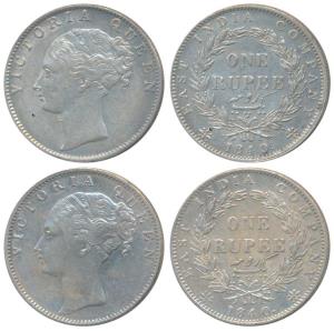 Victoria Queen, Silver Rupee, 1840, continuous legend, Calcutta Mint, English Head with Mo