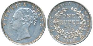 Victoria Queen, Silver Rupee, 1840, continuous legend, Madras Mint, English Head, S incuse