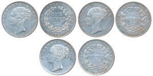 Victoria Queen, Silver Rupee, 1840, continuous legend, Madras Mint, English Head, S incuse