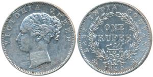 Victoria Queen, Silver Rupee, 1840, continuous legend, Madras Mint, English Head with Comp