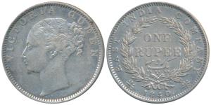 Victoria Queen, Silver Rupee, 1840, continuous legend, Madras Mint, English Head with Modi