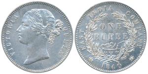 Victoria Queen, Silver Rupee, 1840, divided legend, Calcutta / Bombay Mint, WW raised, 28 