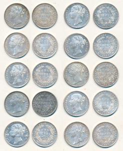 Victoria Queen, Silver Rupee, 1840, divided legend, Calcutta / Bombay Mint, WW raised, 28 