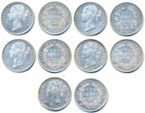 Victoria Queen, Silver Rupee, 1840, divided legend, Calcutta / Bombay Mint, WW raised, 28 