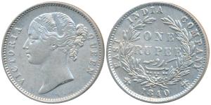 Victoria Queen, Silver Rupee, 1840, divided legend, Calcutta / Bombay Mint, WW raised, WW 