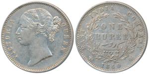 Victoria Queen, Silver Rupee, 1840, divided legend, Calcutta / Bombay Mint, WW raised, let