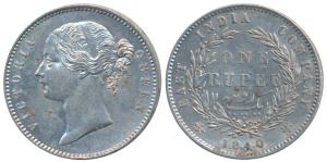 Victoria Queen, Silver Rupee, 1840, divided legend, Calcutta / Bombay Mint, WW raised, Un-