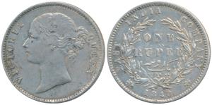 Victoria Queen, Silver Rupee, 1840, divided legend, Calcutta Mint, Mule, WW raised, 25 Ber